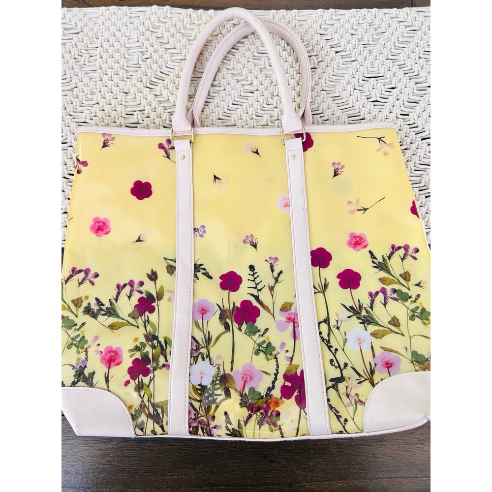 Vintage Vinyl Floral 90s Large Shoulder Tote Bag Y2K